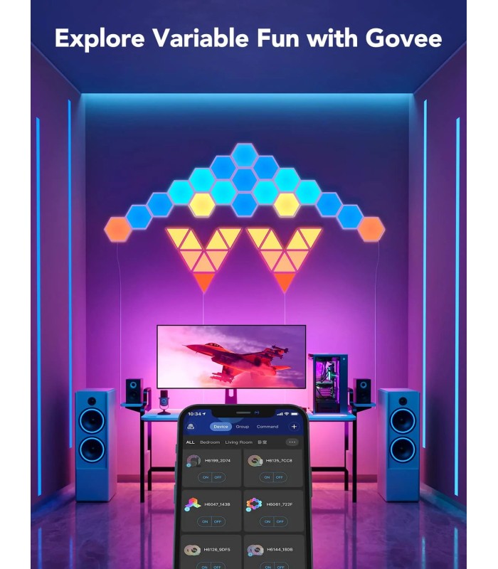 پنل نوری شش‌ضلعی تخت هوشمند گووی | Govee Glide Hexa Light Panel