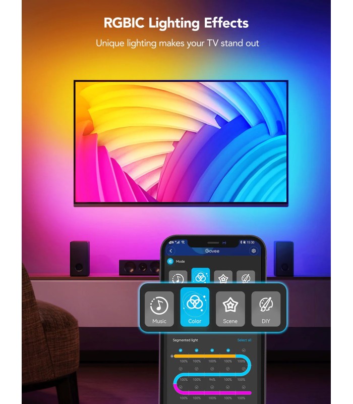 نور پشت تلوزیون گووی |Govee RGBIC Neon TV Backlight