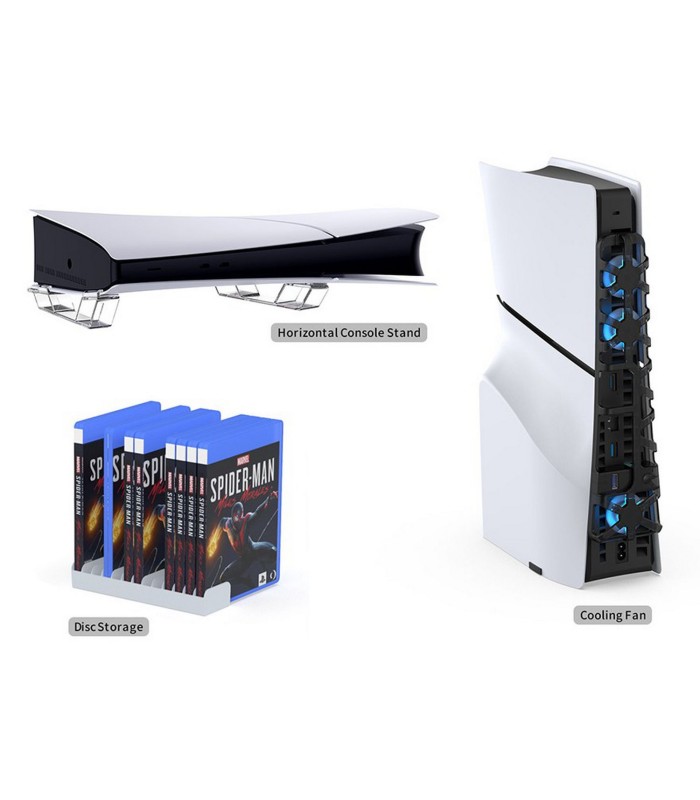 ست ۳ در ۱ لوازم جانبی دابی برای پلی استیشن ۵ مدل Dobe TP5-35129 (پایه افقی کنسول - فن خنک کننده - استند عمودی دیسک)