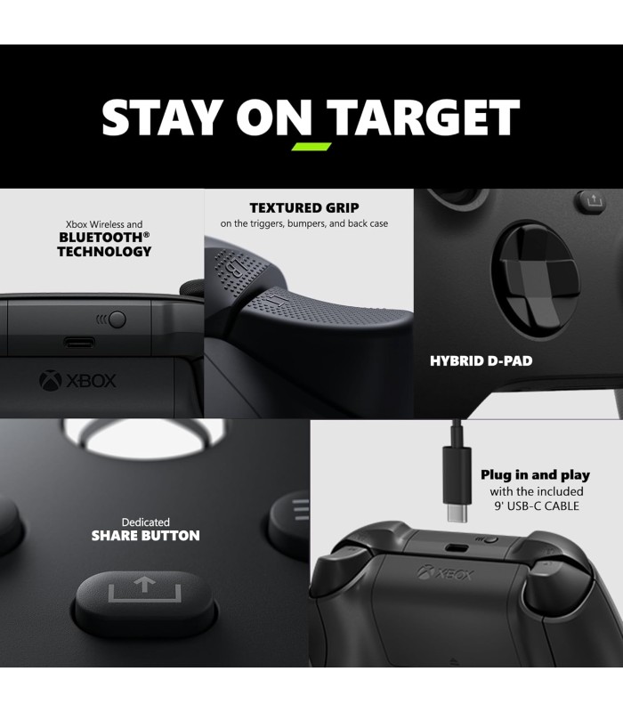 کنترلر ایکس باکس رنگ مشکی | Xbox Controller Carbon Black - به همراه کابل USB-C