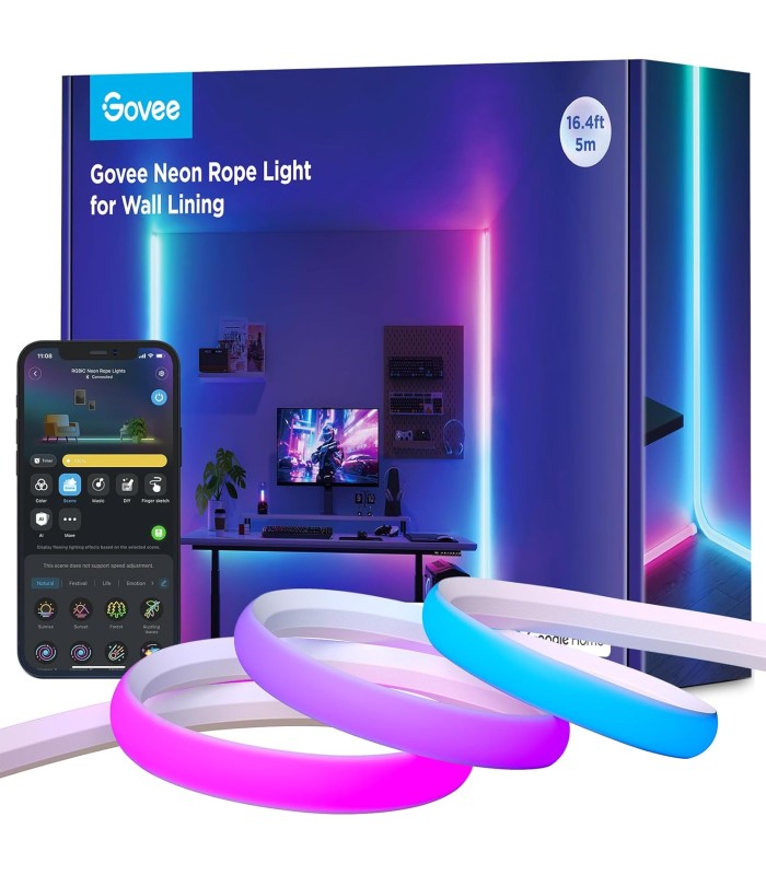 چراغ نئونی هوشمند ۵ متری گووی مدل Govee Neon Rope Light for Wall Lining