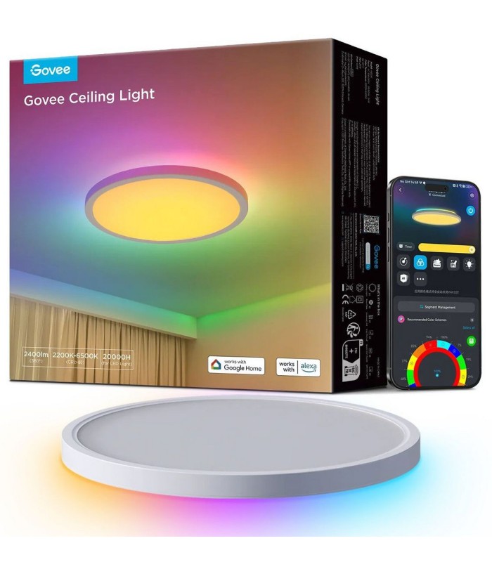 چراغ سقفی هوشمند ۳۰ سانتی‌متری گووی مدل Govee 12-Inch RGBWW + RGBIC Smart Ceiling Light