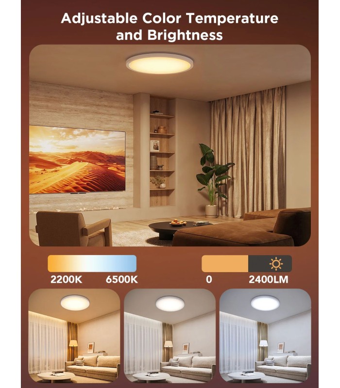 چراغ سقفی هوشمند ۳۰ سانتی‌متری گووی مدل Govee 12-Inch RGBWW + RGBIC Smart Ceiling Light