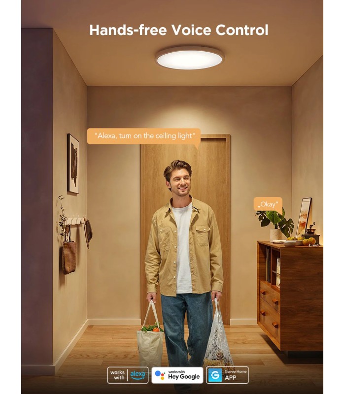 چراغ سقفی هوشمند ۳۰ سانتی‌متری گووی مدل Govee 12-Inch RGBWW + RGBIC Smart Ceiling Light
